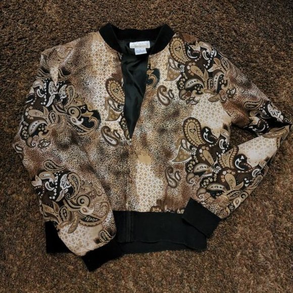 Silk unlined boho bomber jacket Medium - Picture 1 of 1